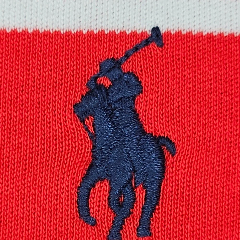 Polo Ralph Lauren Shirt Men Medium Red White Striped Custom Slim Performance